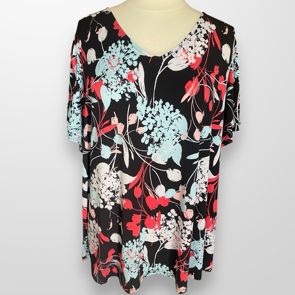 Worthington Woman Size 3X Top Shirt Blouse‎ Stretchy Flowy Slinky Travel Light